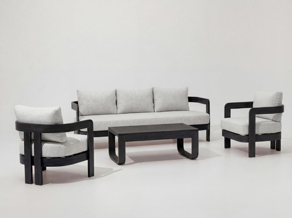 HARMONY Set Living | Aluminio Símil Madera Negra